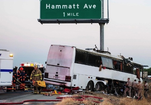 four dead 18 injured in bus crash