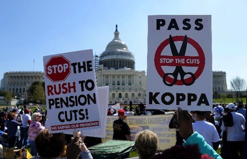 teamsters protest pension cuts